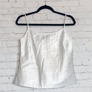 Cachet White Silky Cropped Spaghetti Strap Tank Top Size 6 Classic 90’s EUC
